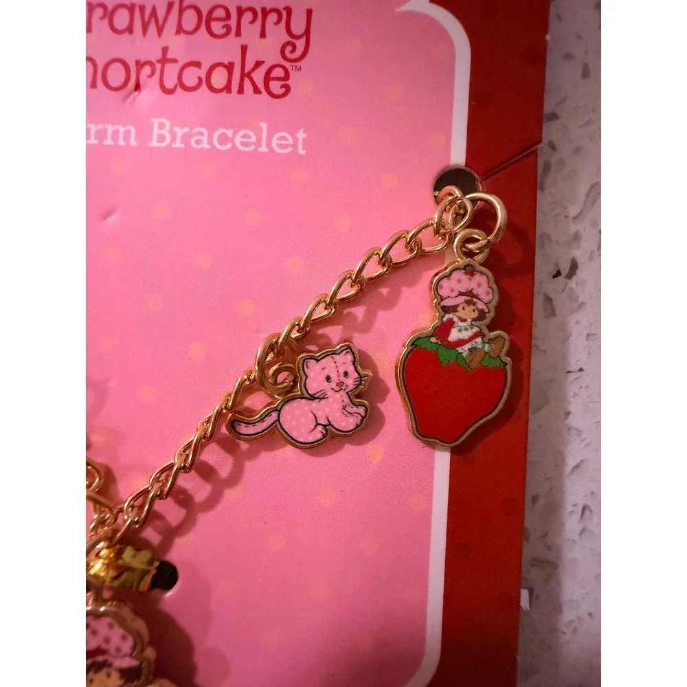 Strawberry Shortcake Charm Bracelet Gold Enamel Charms H.E.R. Accessories NEW